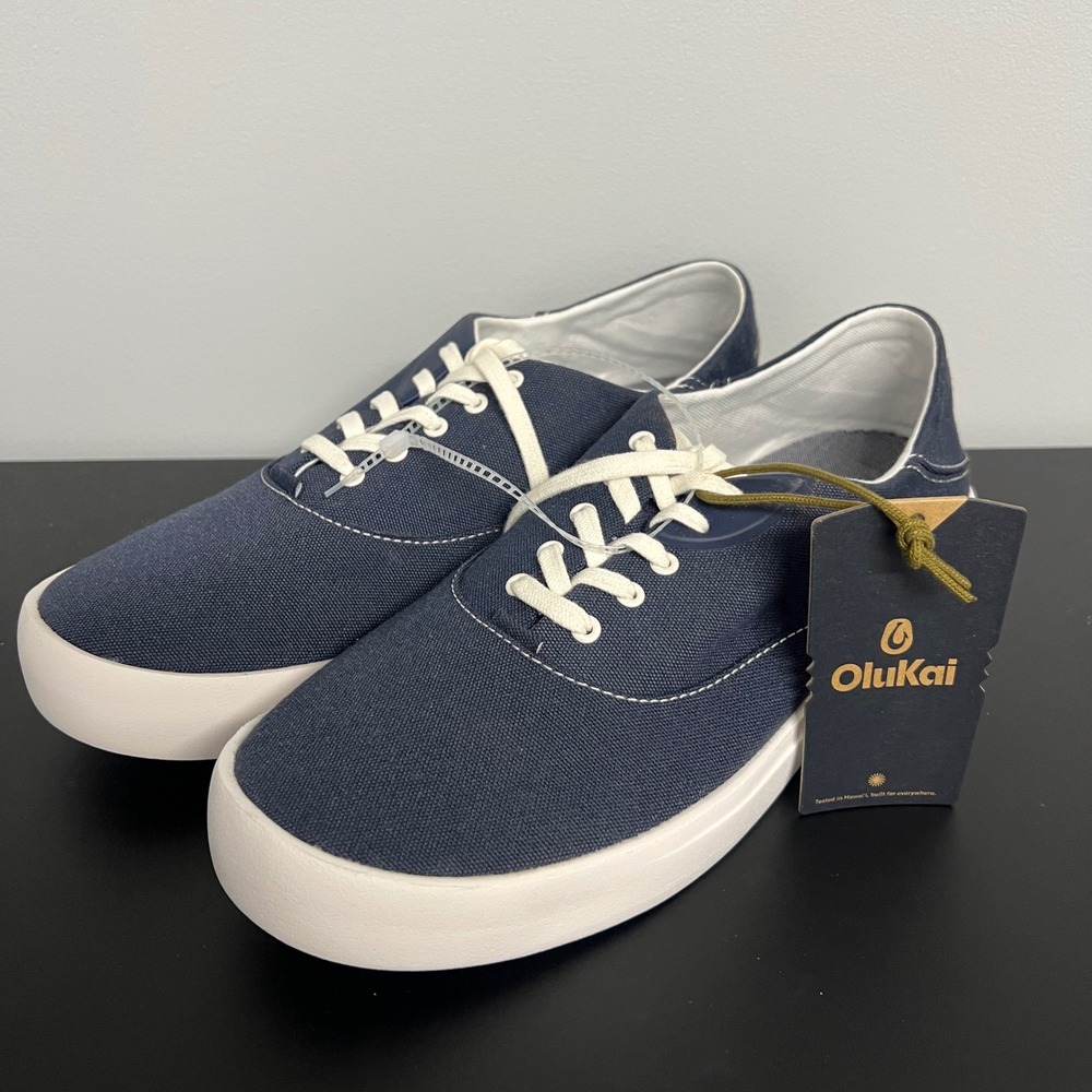 OluKai Tradewind Mens Mood‎ Indigo Blue Canvas Low Top Sneakers 10533-ZNZN Sz 10